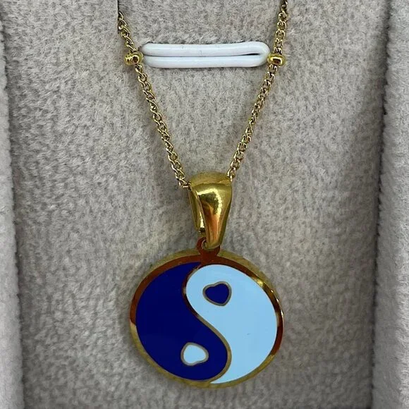Yin and Yang & Mushroom Necklaces - Gold Plated Stainless Steel Jewelry - Picture 6 of 10